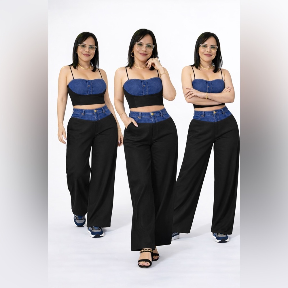 Waist Snatcher Denim Fusion Wide-Leg Pants